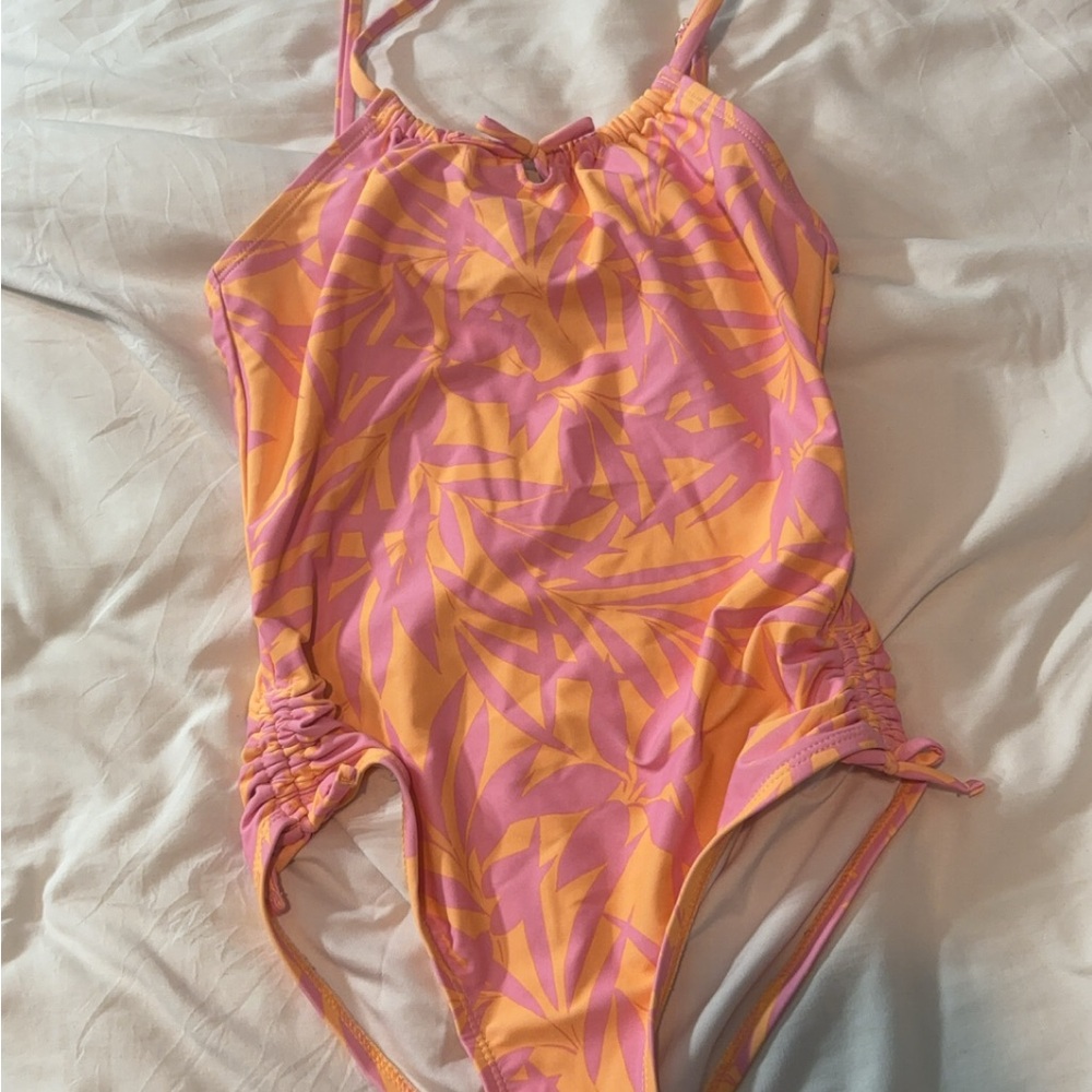 Pink and Orange Patterned Swimsuit